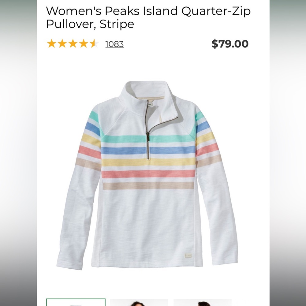 L.L. Bean Women’s Multicolor Striped Quarter-Zip Pullover